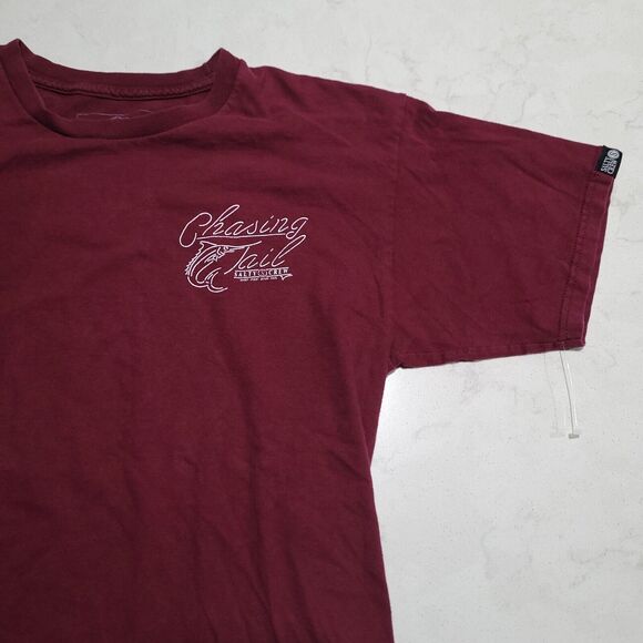 SALTY CREW Chasing Tail RISK TAKERS Classic Burgundy Red Fishing T-shirt M - Picture 9 of 9